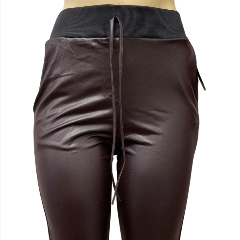Women’s Brown PU look Joggers